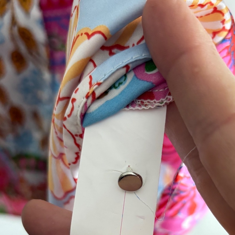 Zara Patchwork Mix Media Print‎ Button Front Silk… - image 5